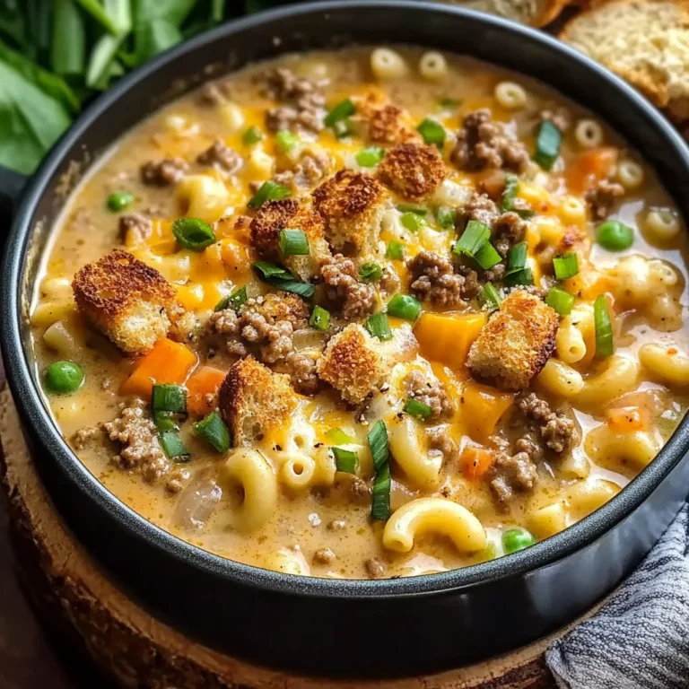 One Pot Macaroni Cheeseburger Soup