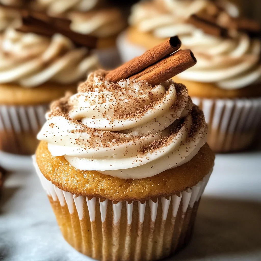 Vanilla Chai Pumpkin Latte Cupcakes with Cinnamon Brown Sugar Frosting