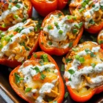Buffalo Chicken Stuffed Peppers - Dairy Free & Low Carb