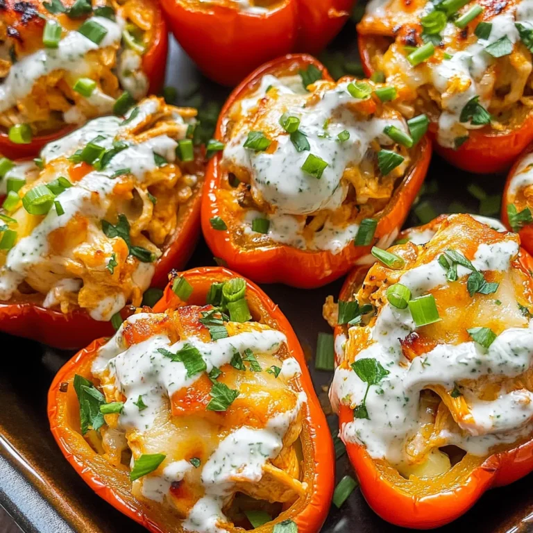 Buffalo Chicken Stuffed Peppers - Dairy Free & Low Carb
