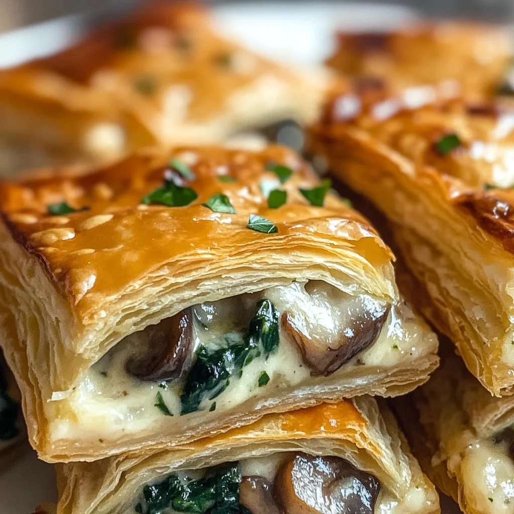 Creamy Mushroom & Spinach Stuffed Pastry Bites