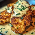 Crispy Parmesan Chicken with a Rich Garlic Sauce - Easy Dinner Idea