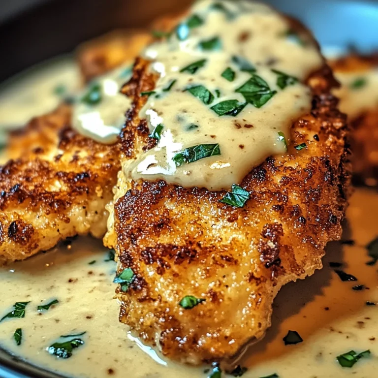 Crispy Parmesan Chicken with a Rich Garlic Sauce - Easy Dinner Idea