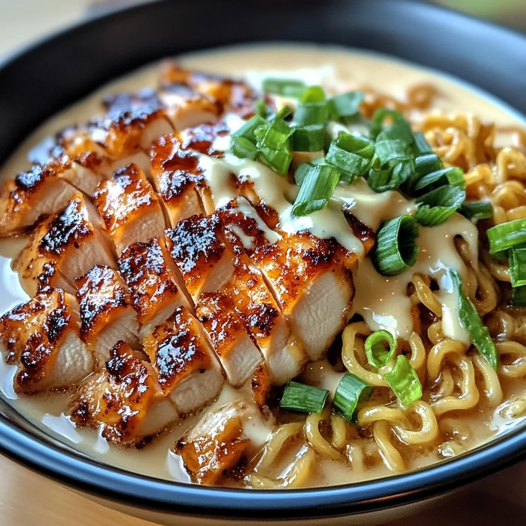 Fiery Chicken Ramen with Creamy Garlic Sauce