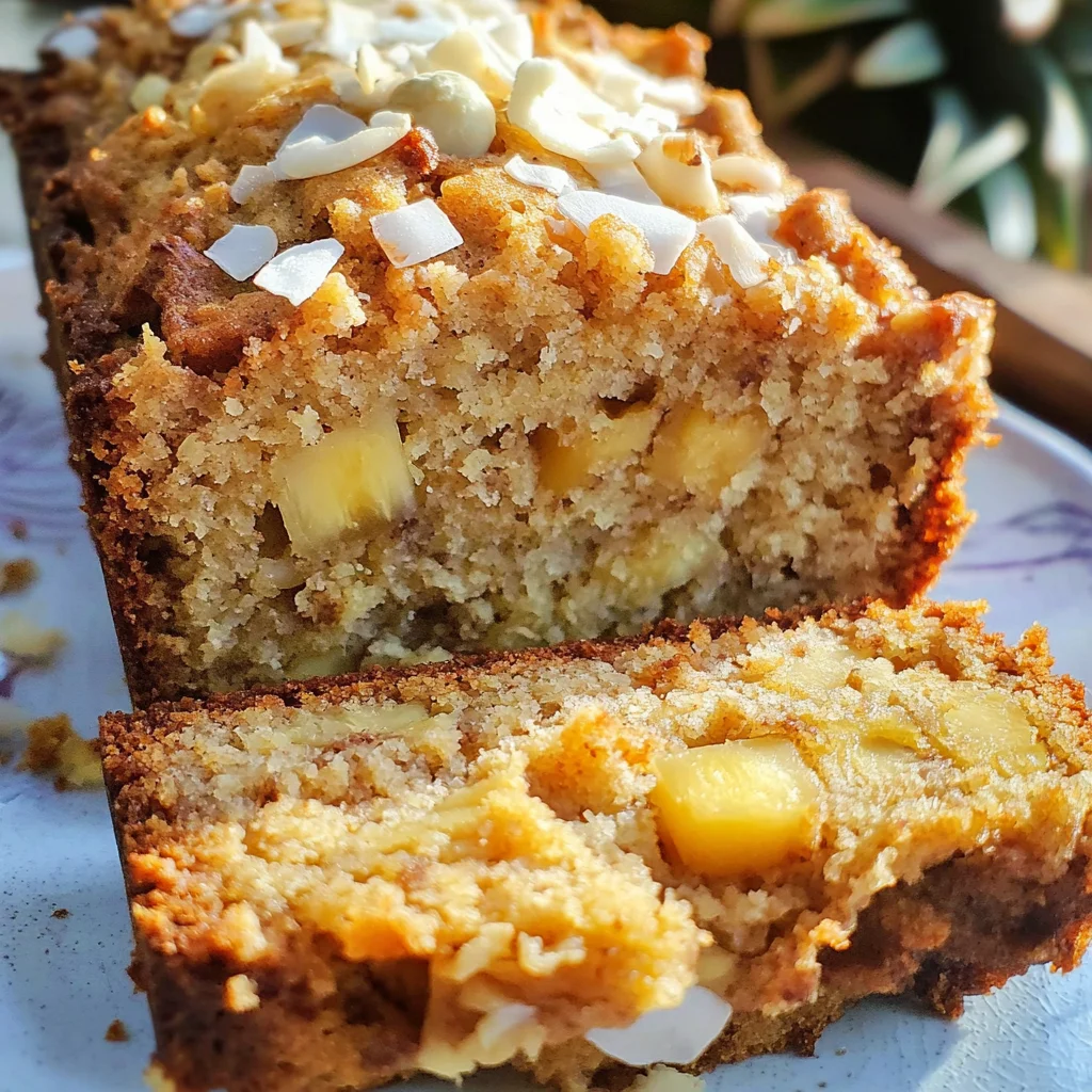Hawaiian Banana Bread with Pineapple, Coconut & Macadamia Nuts