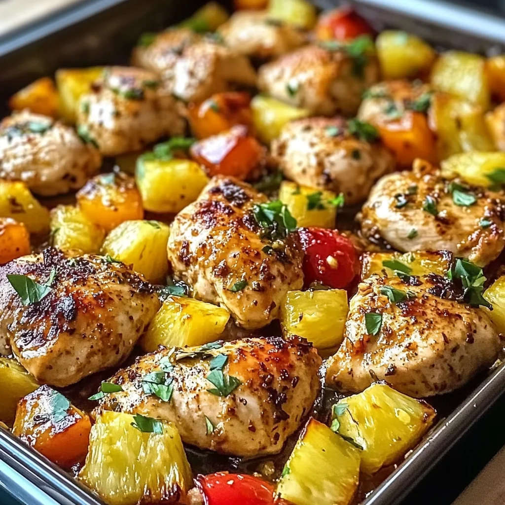 Hawaiian Chicken Sheet Pan Dinner