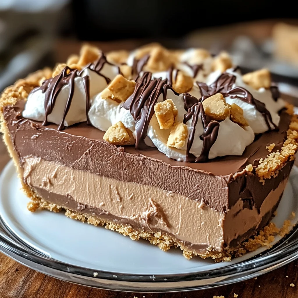 No-Bake Cream Cheese Peanut Butter Pie with Chocolate Whipped Cream