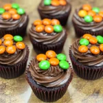 Pumpkin M&M Mini Cupcakes
