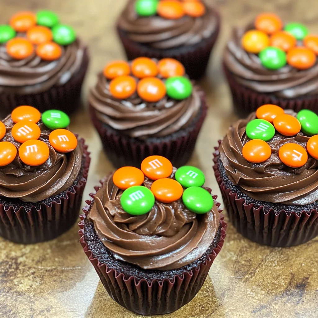 Pumpkin M&M Mini Cupcakes