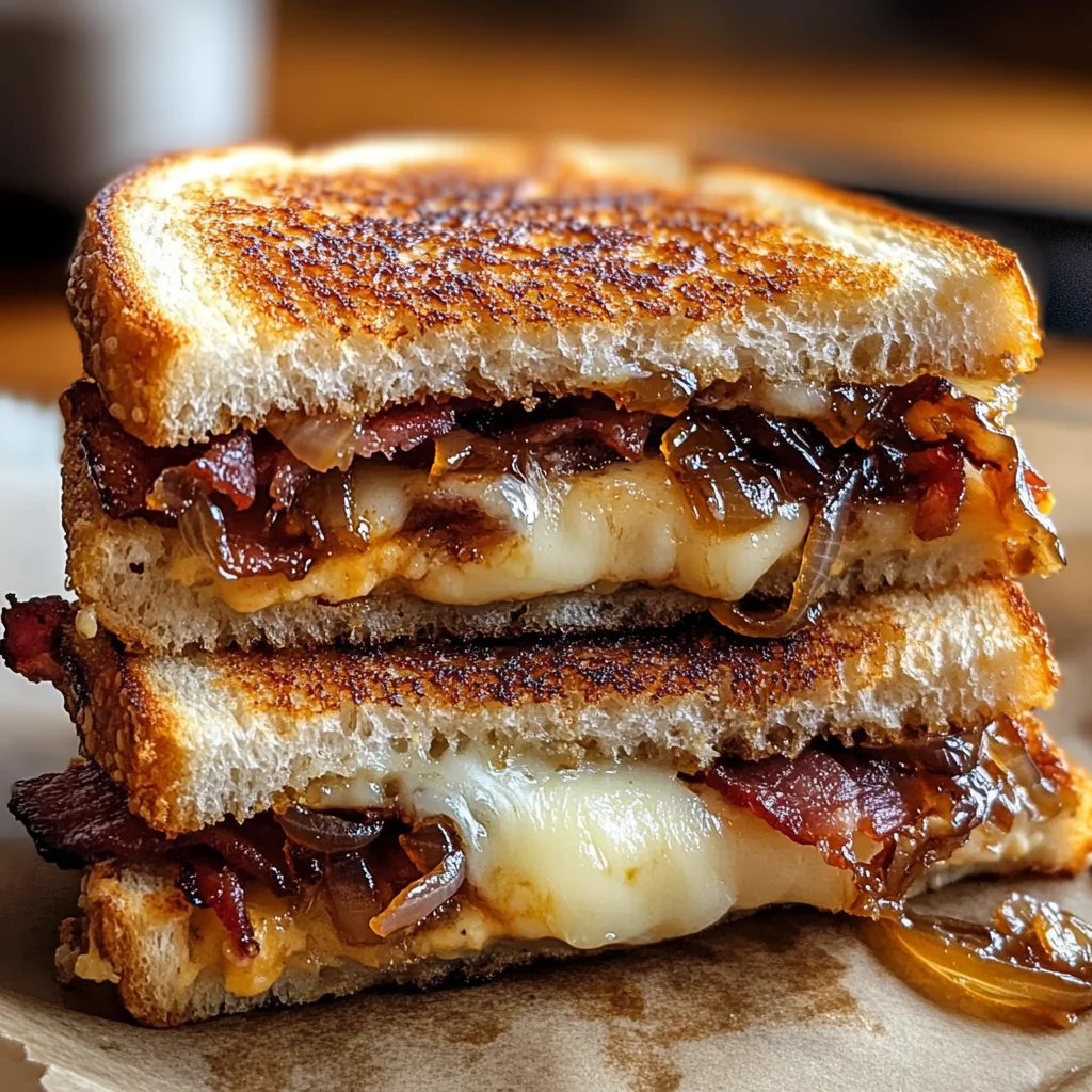 Beef Bacon & Caramelized Onion Grilled Cheese Delight