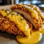 Pretzel Chicken with Mustard Cheddar Sauce Delight